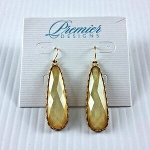 Premier Designs Gold Tone Iridescent Elongated Teardrop Dangle Earrings Jewelry